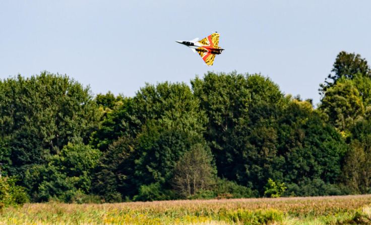 Eurofighter im Miniformat am Ennser Modellflugplatz (Foto: Wolfgang Simlinger)