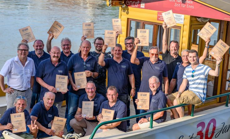 Die Fährmänner wurden für ihre ehrenamtliche Arbeit geehrt (Foto: Wolfgang Simlinger)