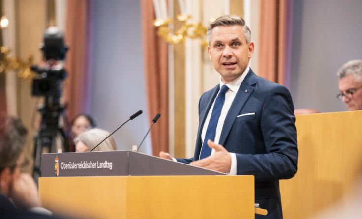 Landesrat Wolfgang Hattmannsdorfer bei seiner Rede im Landtag. (Foto: Land OÖ, Max Mayrhofer)