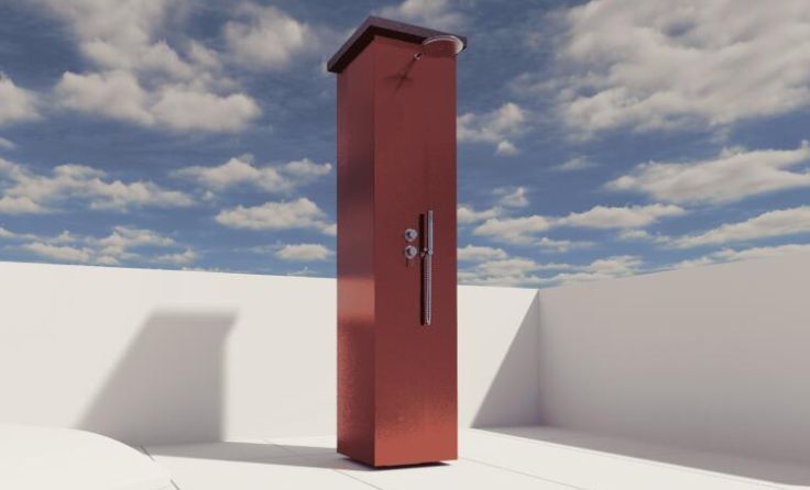 Der „Skydancer“ ist eine Weltneuheit im Bereich der Outdoor-Dusche. (Foto: Plan Design)