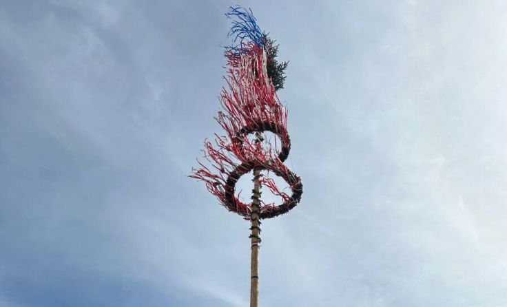 Der Maibaum am Eferdinger Stadtplatz wurde mit einem Maifest gefeiert. (Foto: Barbara Beck)