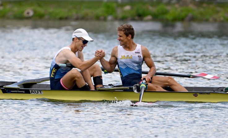 Konrad Hultsch (l.) und Paul Ruttmann siegten in Kanada. (Foto: ÖRV / Mein Ruderbild)