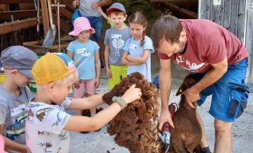 Kinder erkundeten Biohof Bernhardgut in Roßleithen