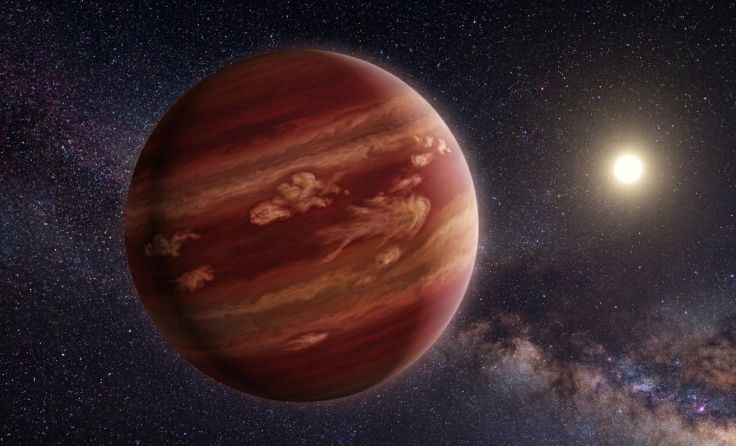 Riesenplanet mit erdähnlichen Wolken (Illustration); Foto: KI-generiert