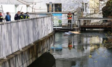 Feuerwehr holt entsorgte Couch aus dem Welser Mühlbach