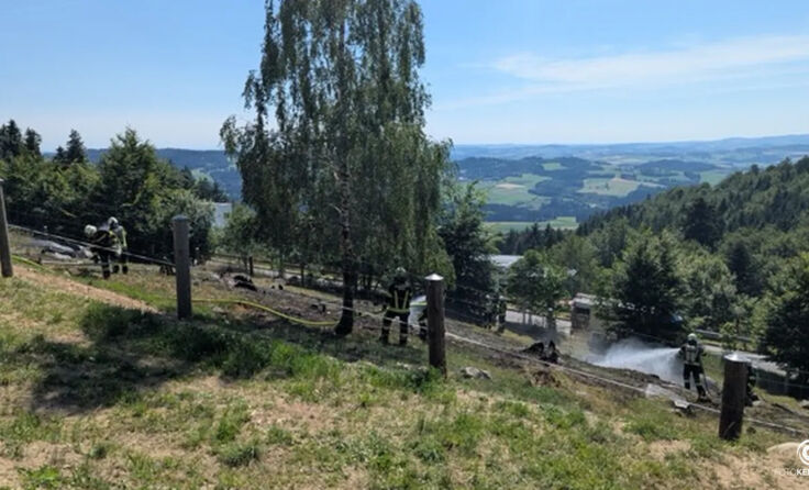 Feuerwehreinsatz bei dem Flurbrand auf einer Wiese in St. Stefan am Walde (Foto: FF St. Stefan)