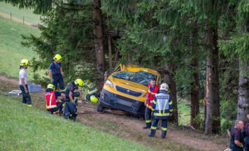 Lieferwagen stürzt in Steinbach am Ziehberg über Böschung
