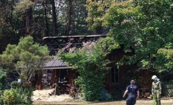 Hütte in Ottnang in Flammen