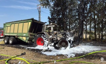 Waldbrand in Altenberg bei Linz: Großaufgebot nach Fahrzeugbrand
