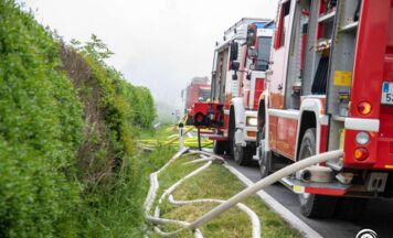 Großeinsatz in Garsten: Feldbrand bedrohte Wohnhäuser