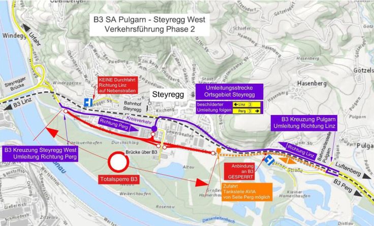 Die Verkehrsführung in der Bauphase 2. (Foto: Land OÖ)