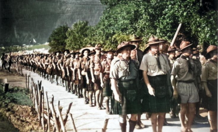Weltjamboree in Bad Ischl vor 75 Jahren (Bild von damals, nachgefärbt) (Foto: Pfadfinder Bad Ischl)