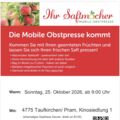 Mobile Obstpresse kommt nach Taufkirchen/Pram (Bezirk Schärding)