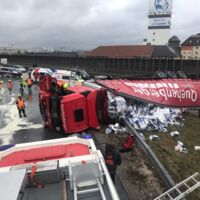Verkehrsunfall mit zwei beteiligten Lkw in Enns