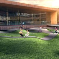 Vor der Stadthalle in Kirchdorf entsteht gerade ein Pumptrack