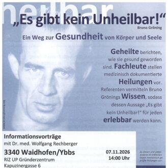 Waidhofen/Ybbs. Vortrag mit Arzt: Ein Weg zur Gesundheit von Körper und Seele