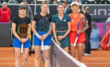 Auch Melckova/Skoch (links) hatten im Doppelfinale gegen die Topgesetzten Cirstea/Zhang (rechts) keine Chance; gerd2709