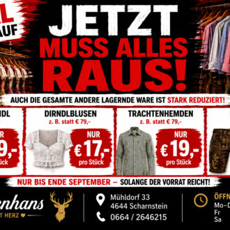Großer Trachten-Totalabverkauf in Scharnstein bei Trachtenhans