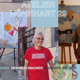 Tagen der offenen Ateliers läuft: Am 17. und 18. Oktober - B. Tauer, H. Wagner, M. Szegedi im Atelier 29 in Höhnhart